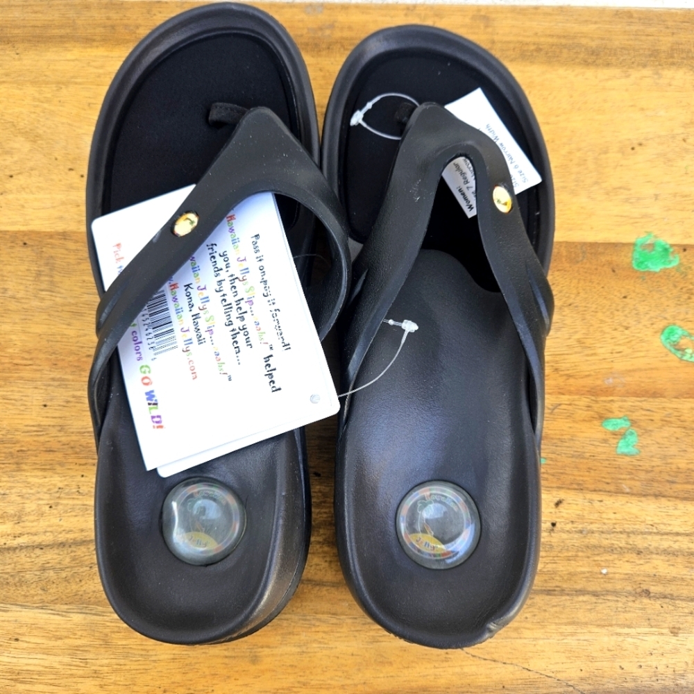 Hawaiian Jellys Ultra Comfort O'o Black Lava Unisex Sandals Women's Siz… - Picture 10 of 16